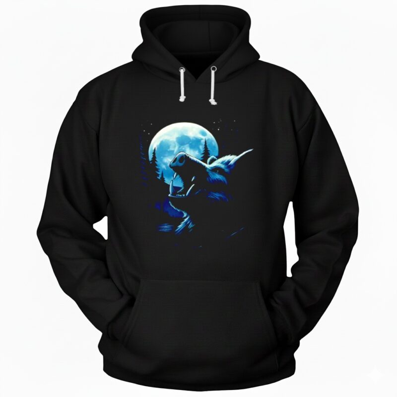 Boar Howling at the Moon Hoodie