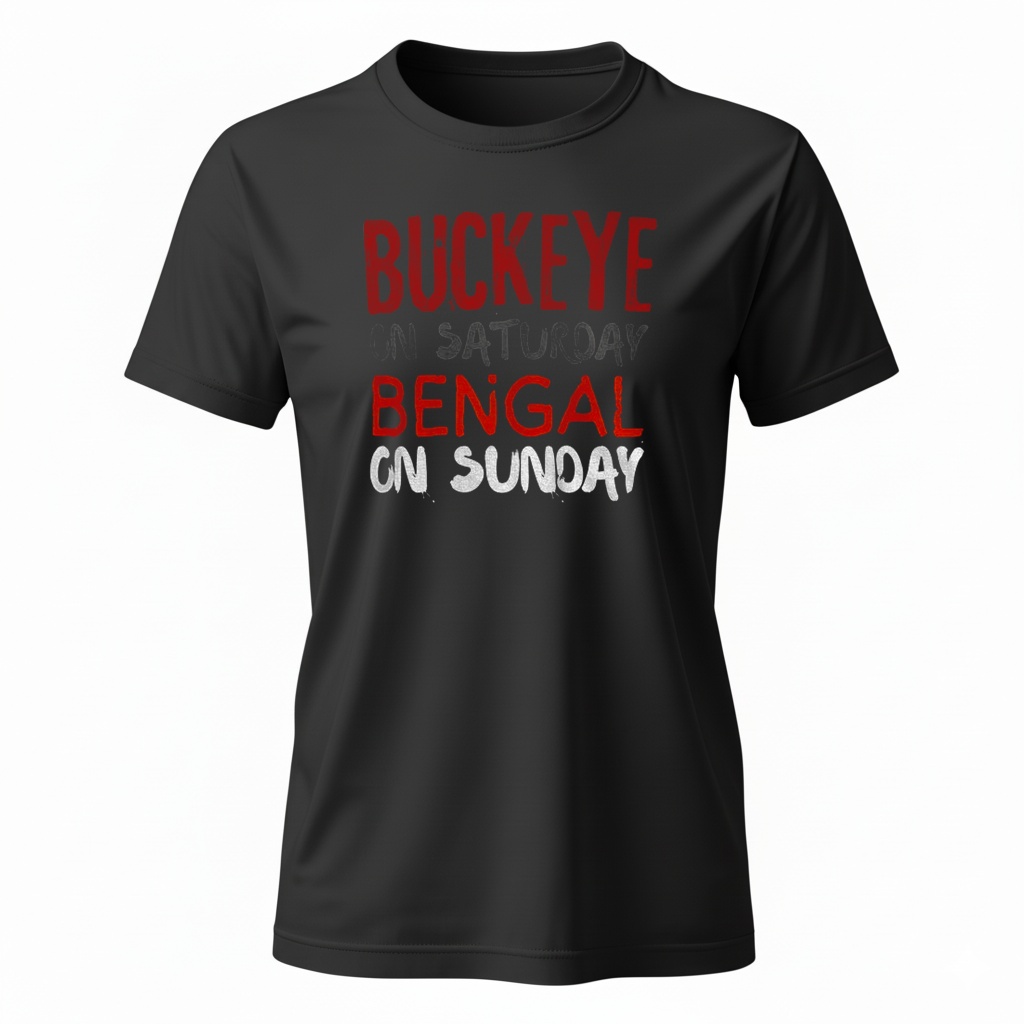 Buckeyes Bengals Saturday on Sunday Cincinnati vs Ohio State Ladies T-Shirt Buckeyes Bengals Saturday on Sunday Cincinnati vs Ohio State Ladies T-Shirt