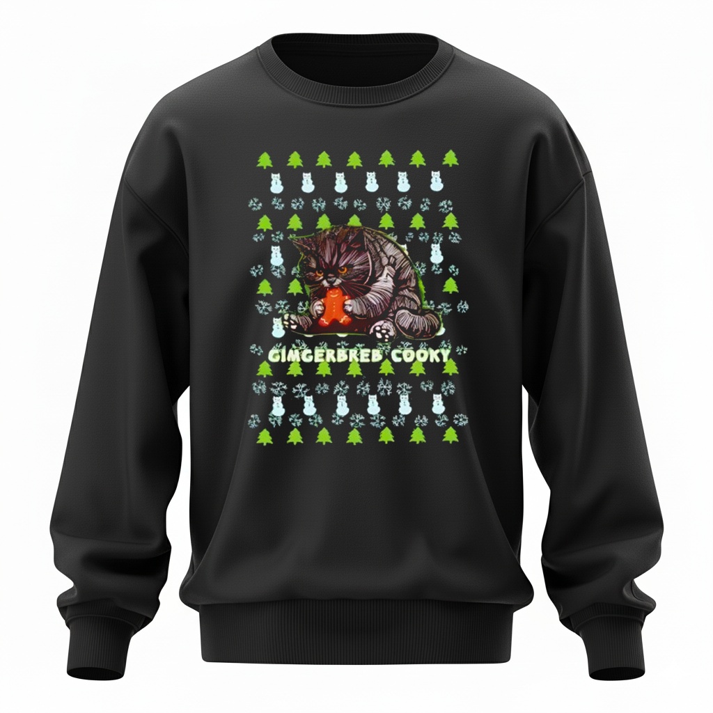 Cat Gimgerbreb cooky Christmas Sweatshirt Cat Gimgerbreb cooky Christmas Sweatshirt