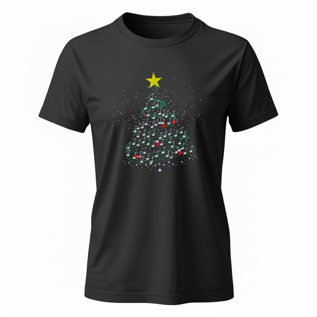 Christmas tree music lover Merry Xmas 2025 Ladies T-Shirt Christmas tree music lover Merry Xmas 2025 Ladies T-Shirt