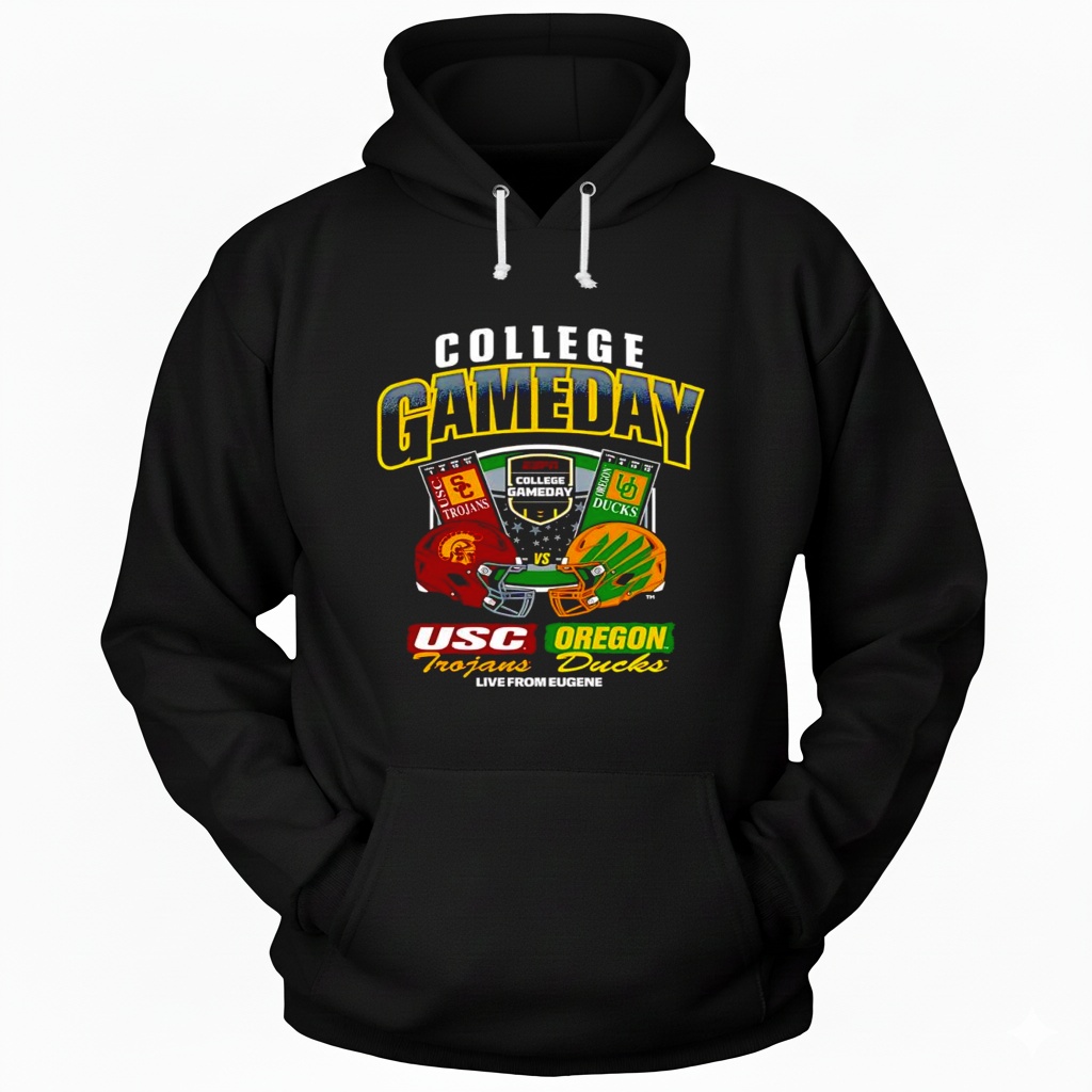 College GameDay USC vs. Oregon Ticket Live from Eugene helmet Hoodie College GameDay USC vs. Oregon Ticket Live from Eugene helmet Hoodie