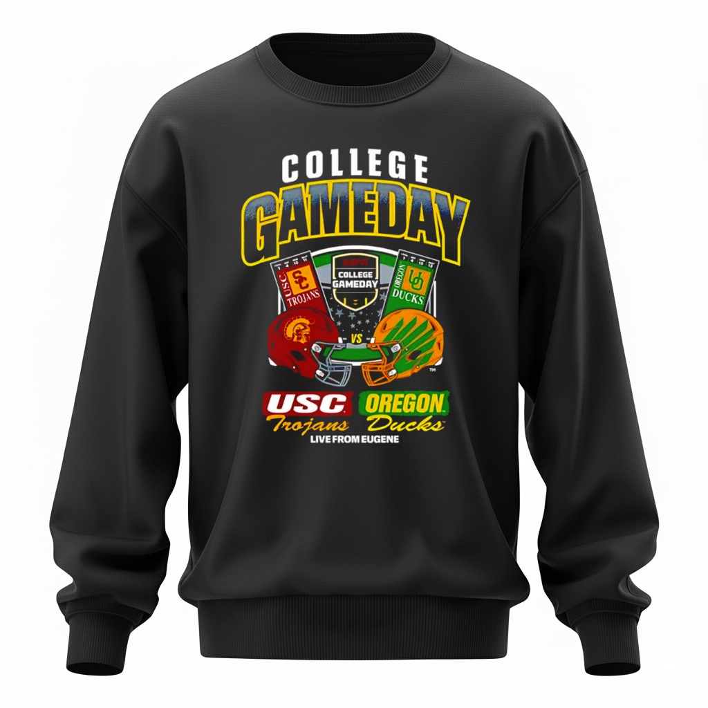 College GameDay USC vs. Oregon Ticket Live from Eugene helmet Sweatshirt College GameDay USC vs. Oregon Ticket Live from Eugene helmet Sweatshirt