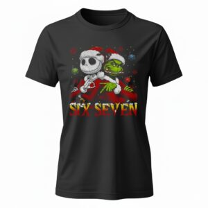 Jack Skellington And Grinch Six seven 6 7 meme Ladies T-Shirt