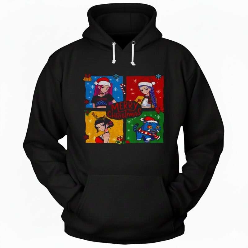 Kpop Demon Hunter Xmas Rumi Mira Zoey Merry Christmas Hoodie