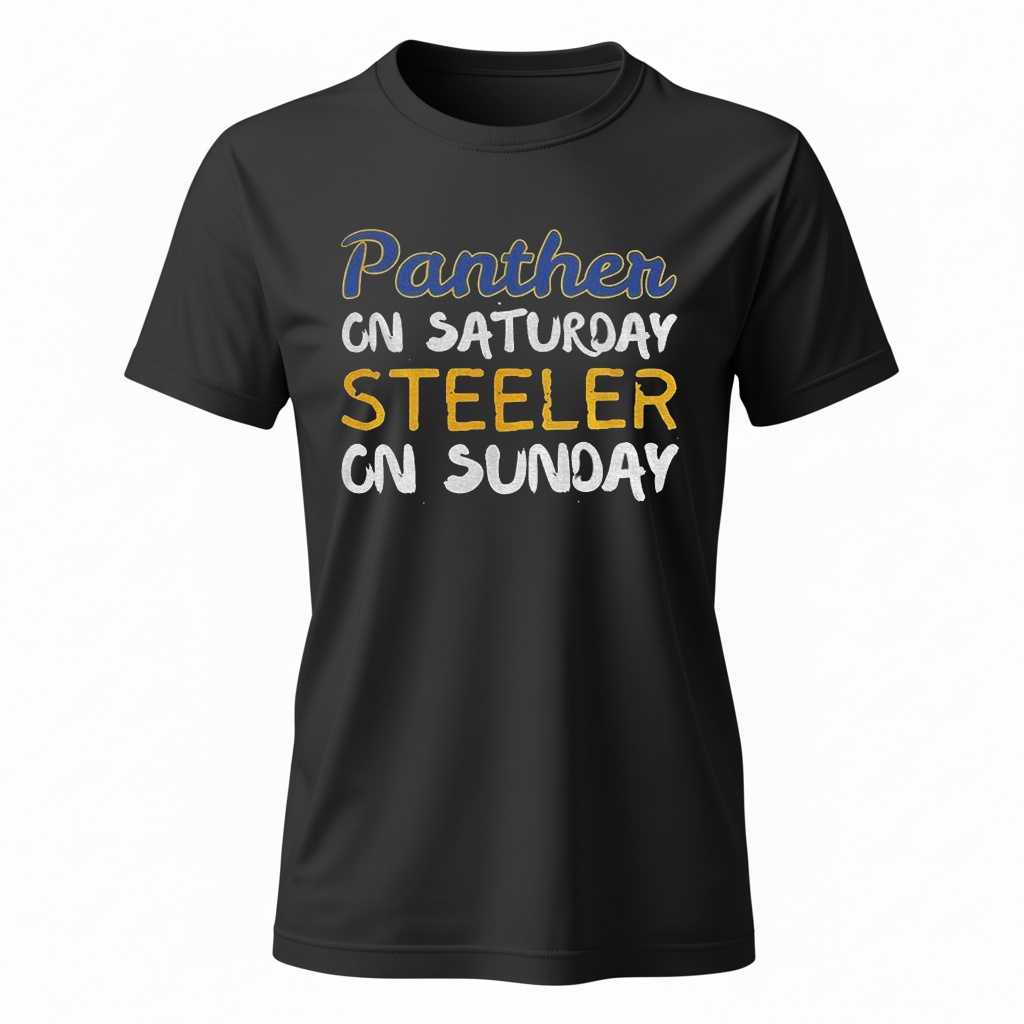 Pittsburgh Steelers Pitt Panthers Panthers on Saturday Steelers on Sunday Ladies T-Shirt Pittsburgh Steelers Pitt Panthers Panthers on Saturday Steelers on Sunday Ladies T-Shirt