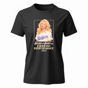 Sabrina Carpenter x Los Angeles Dodgers Short n Sweet Tour 2025 Espresso Performance Ladies T-Shirt