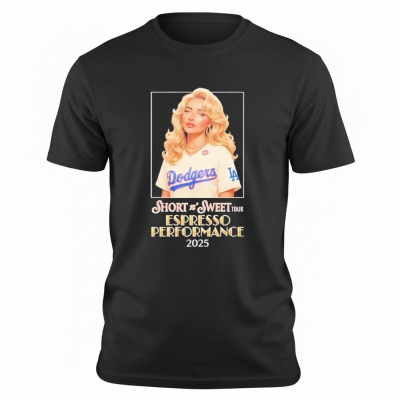 Sabrina Carpenter x Los Angeles Dodgers Short n Sweet Tour 2025 Espresso Performance Shirt