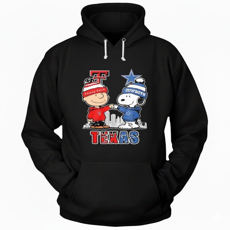 Snoopy and Charlie Brown bump Texas Tech Red Raiders and Dallas Cowboys Hoodie