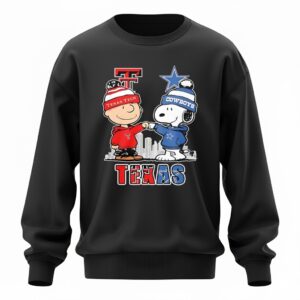 Snoopy and Charlie Brown bump Texas Tech Red Raiders and Dallas Cowboys Sweatshirt