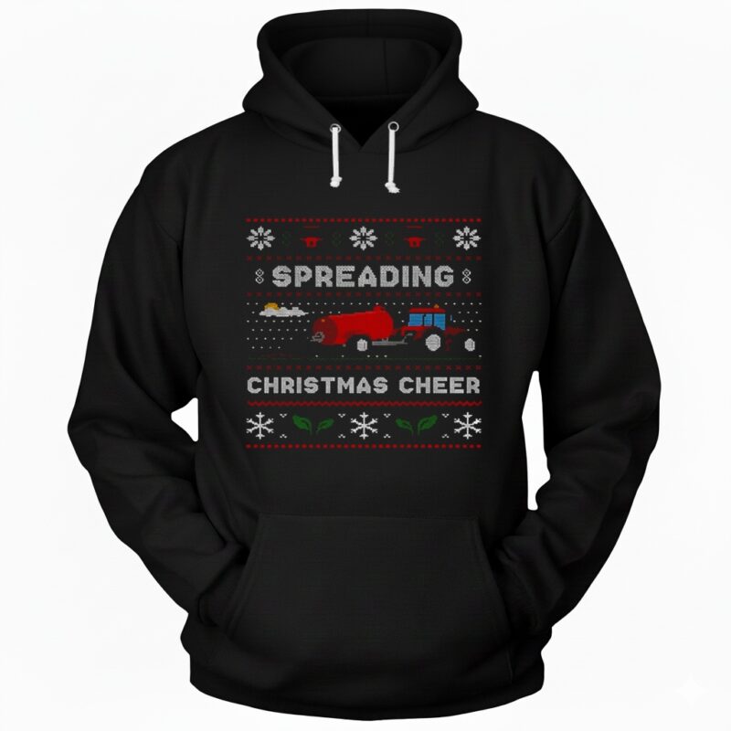 Spreading Christmas Cheer Red Farming Hoodie