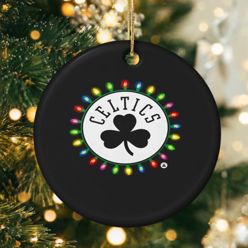 Boston Celtics Logo Lights Merry Christmas_Ornament