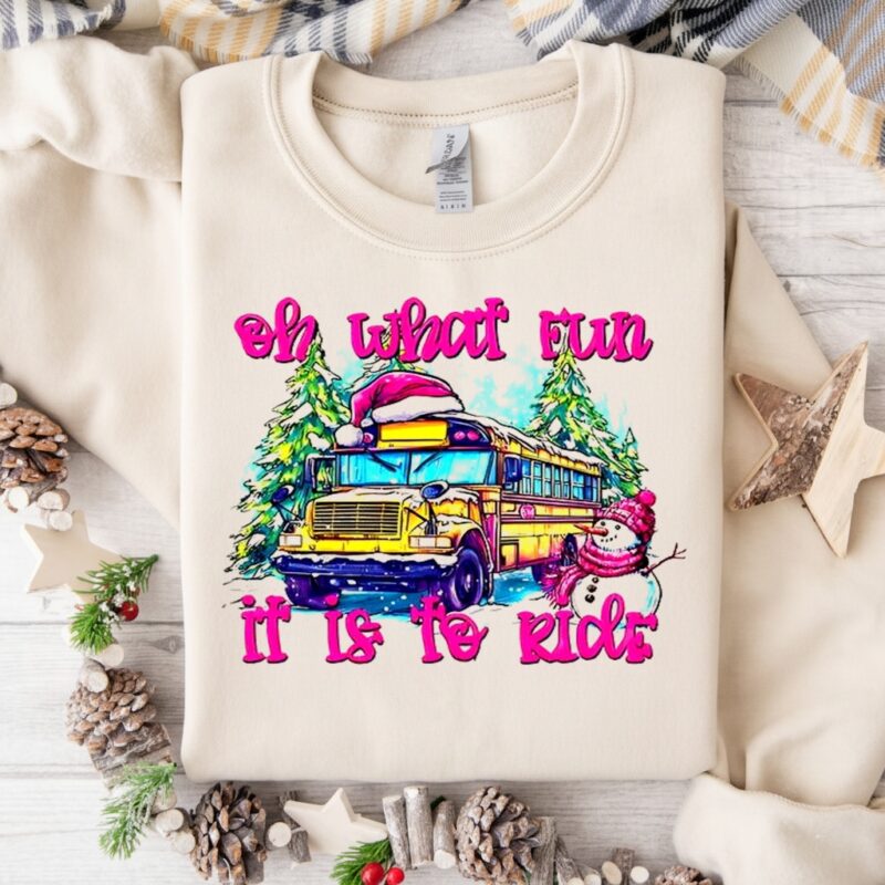 Bus school oh what fun it is to ride Christmas_Crewneck Sweatshirt
