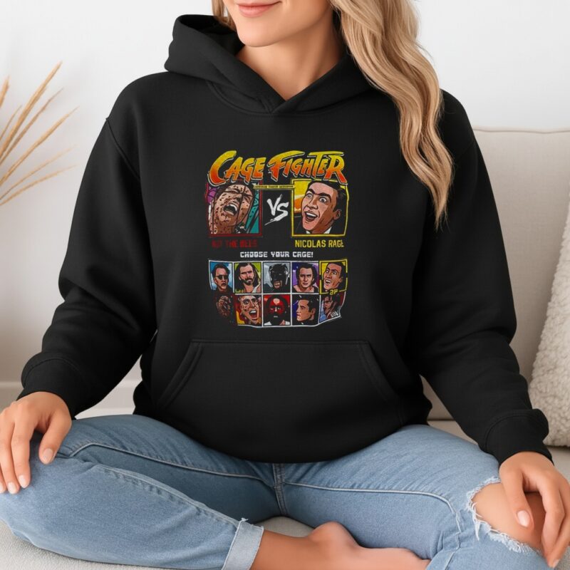 Cage Fighter Nicolas Cage Retro Gaming Movie_Hoodie