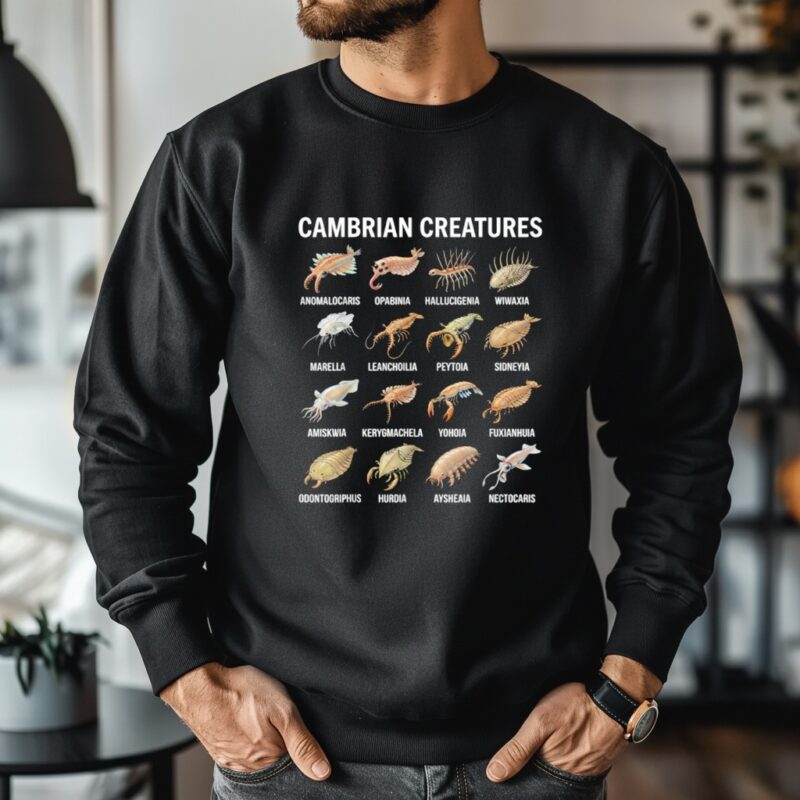 Cambrian Creatures Chart Prehistoric Life Paleontology_Crewneck Sweatshirt