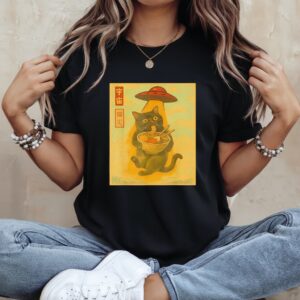 Cat Ramen UFO Japanese Anime_Ladies T-Shirt