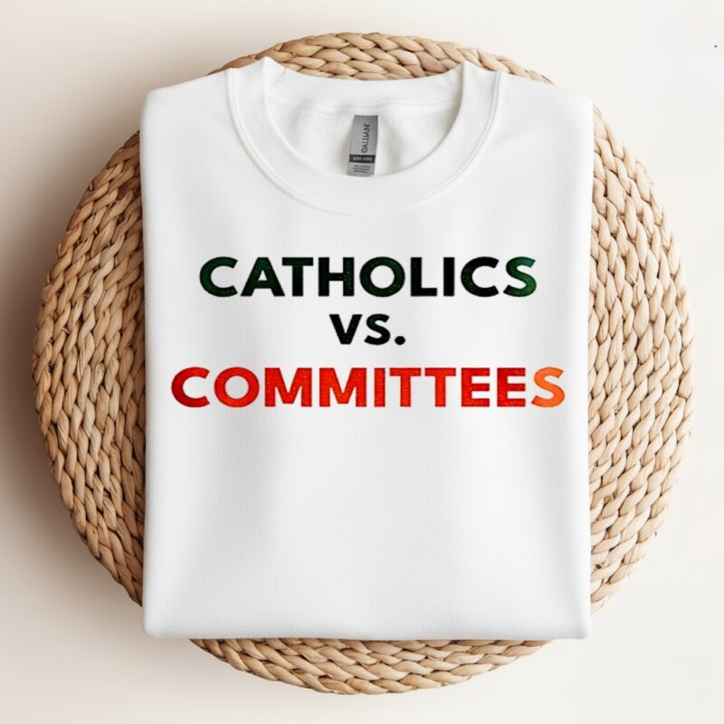 Catholics Vs Committees College Football Parody Notre Dame Fighting Irish_Crewneck Sweatshirt