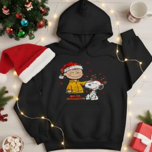 Charlie Brown and Snoopy Santa hat Merry Christmas_Hoodie