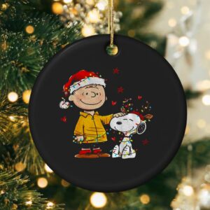 Charlie Brown and Snoopy Santa hat Merry Christmas_Ornaments