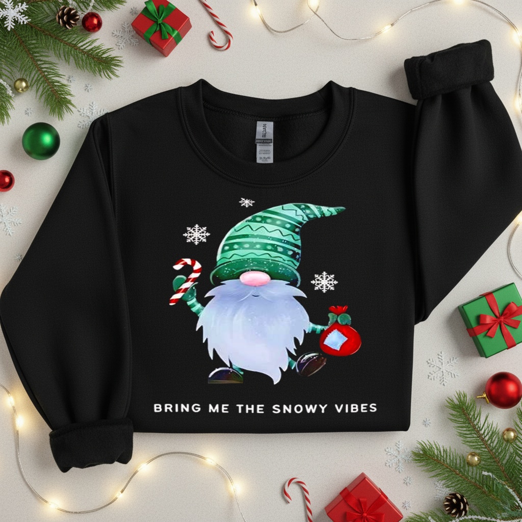 Christmas Gnome Birng me the Snowy vibes_Crewneck Sweatshirt Christmas Gnome Birng me the Snowy vibes_Crewneck Sweatshirt