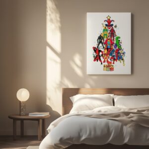 Christmas tree made up of Marvel Comics superheroes_Canvas