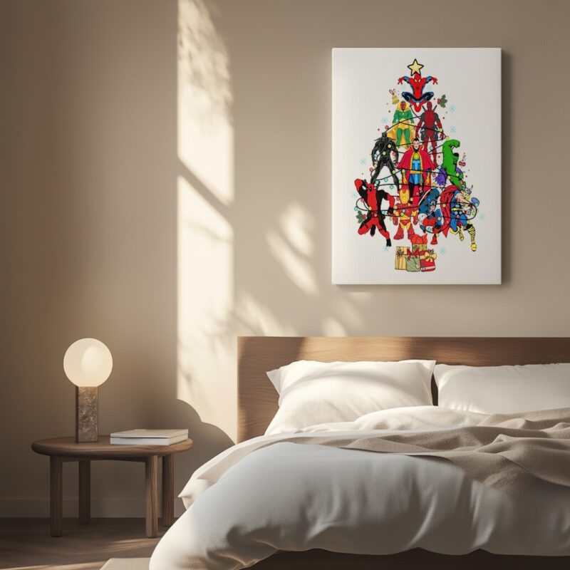 Christmas tree made up of Marvel Comics superheroes_Canvas