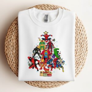 Christmas tree made up of Marvel Comics superheroes_Crewneck Sweatshirt