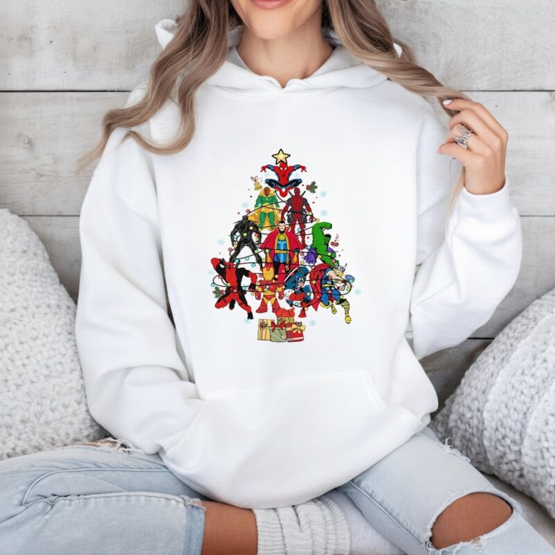 Christmas tree made up of Marvel Comics superheroes_Hoodie