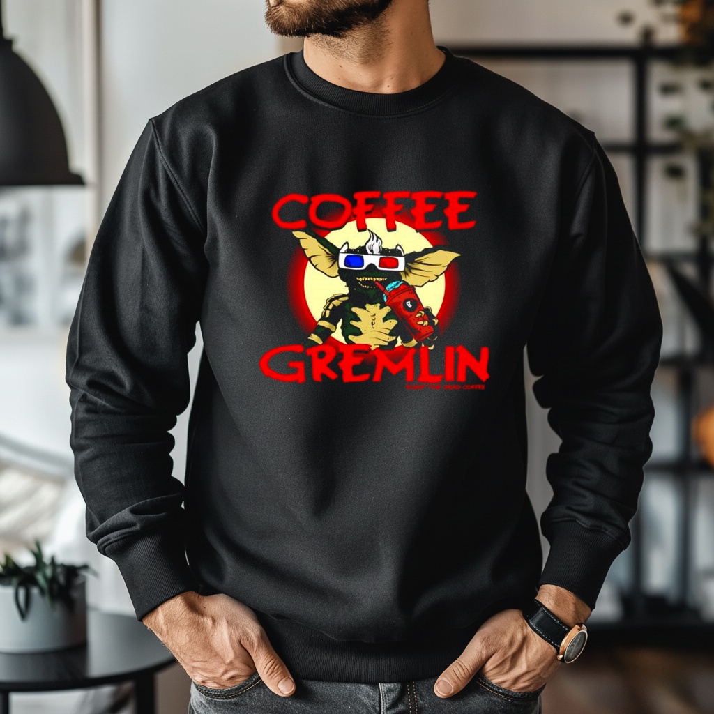 Coffee Gremlin Roast The Dead coffee shop_Crewneck Sweatshirt Coffee Gremlin Roast The Dead coffee shop_Crewneck Sweatshirt