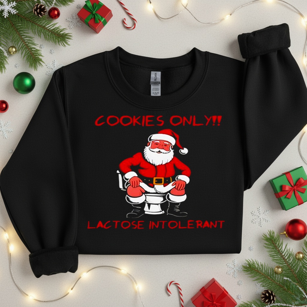Cookies only santa toilet lactose intolerant Christmas_Crewneck Sweatshirt Cookies only santa toilet lactose intolerant Christmas_Crewneck Sweatshirt
