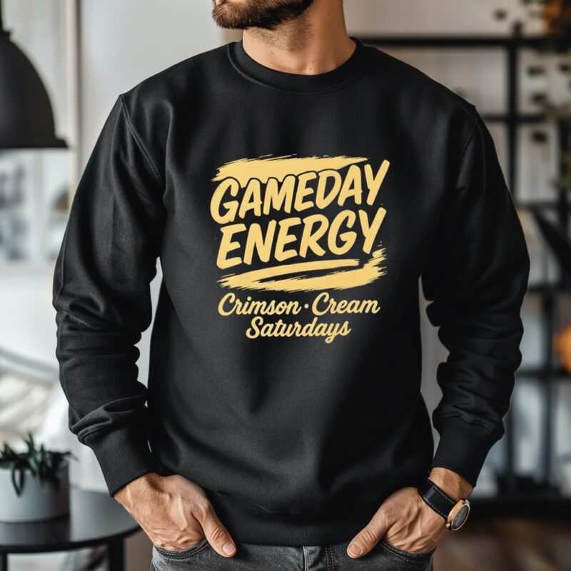 Crimson and Cream Saturdays gameday energy_Crewneck Sweatshirt