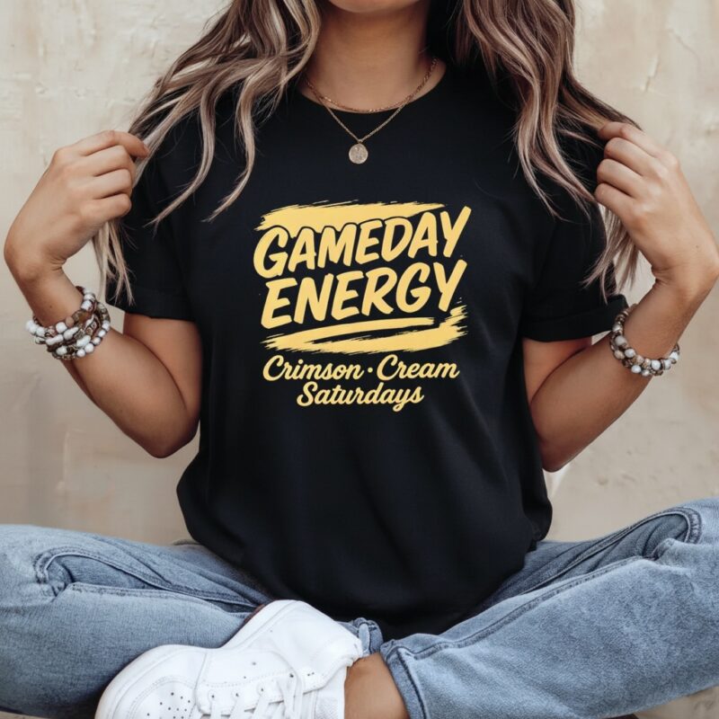 Crimson and Cream Saturdays gameday energy_Ladies T-Shirt