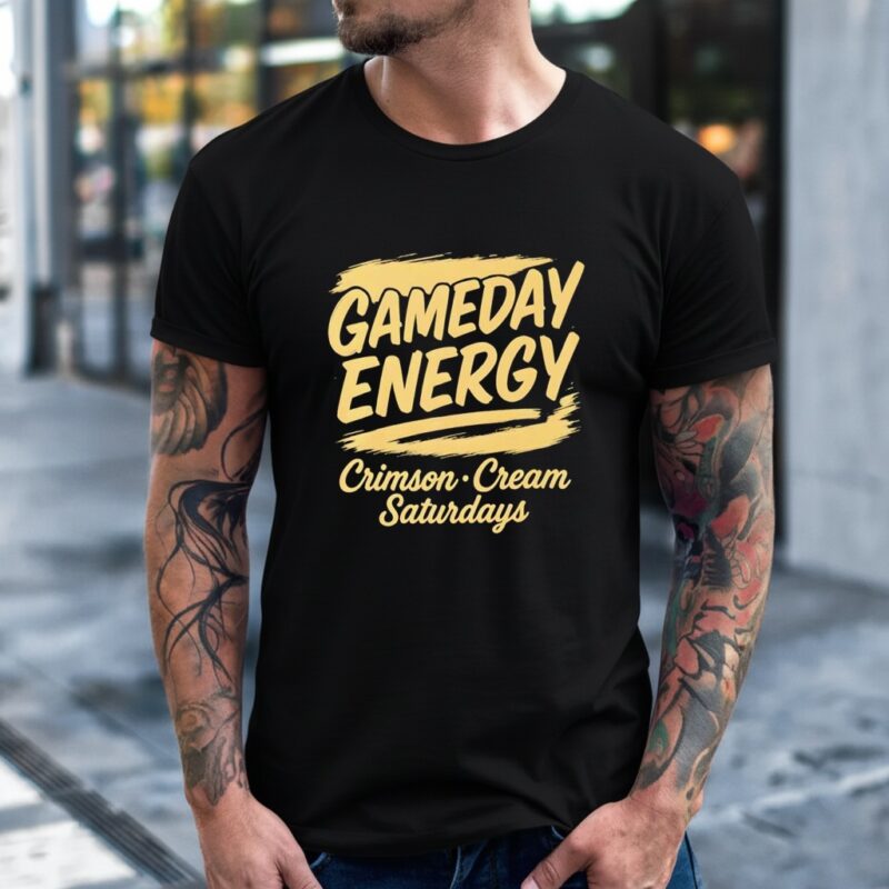 Crimson and Cream Saturdays gameday energy_T-Shirt