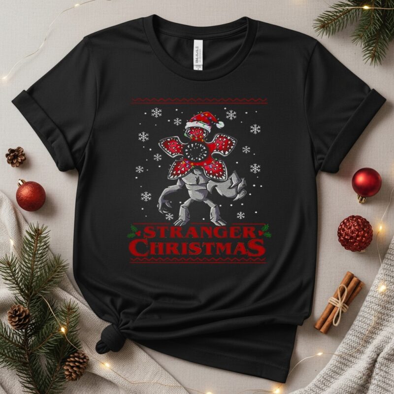 Demogorgon Stranger Things Stranger Christmas_T-Shirt