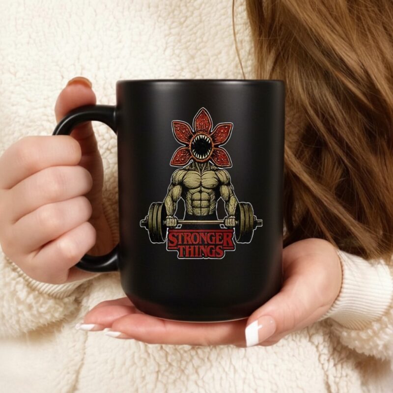 Demogorgon weightlifting Stronger Things Stranger Things parody_Ceramic Mug
