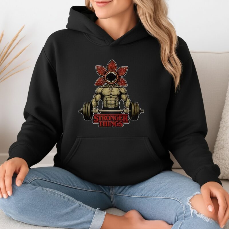 Demogorgon weightlifting Stronger Things Stranger Things parody_Hoodie