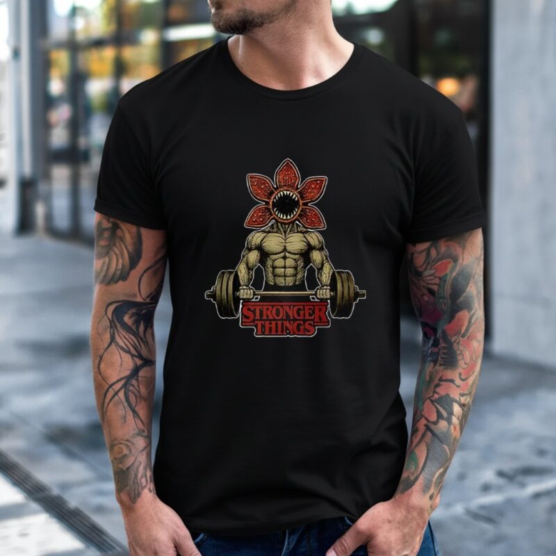 Demogorgon weightlifting Stronger Things Stranger Things parody_T-Shirt