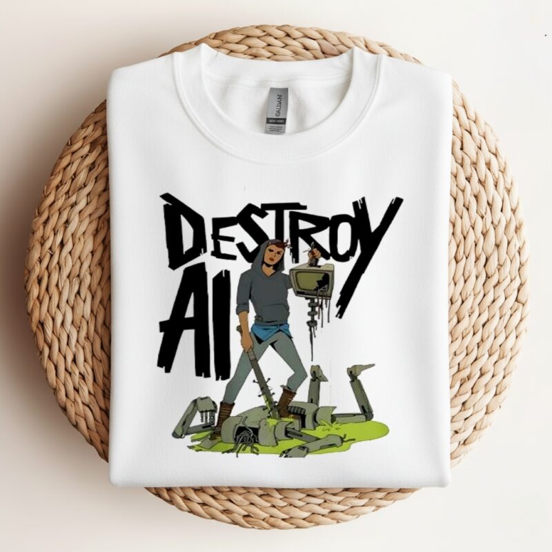 Destroy All AI robot_Crewneck Sweatshirt