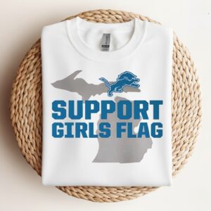 Detroit Football Support Girls Flag_Crewneck Sweatshirt