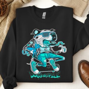 Dogs In Apile Skater Dog_Crewneck Sweatshirt