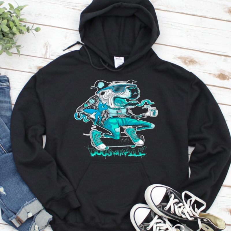 Dogs In Apile Skater Dog_Hoodie