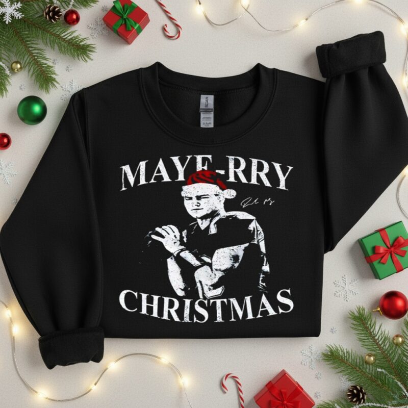 Drake Maye Santa maye-merry Christmas_Crewneck Sweatshirt