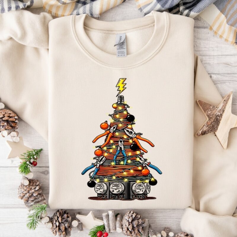 Electrician Christmas tree_Crewneck Sweatshirt