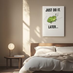Frog just do it later sleeping_Canvas