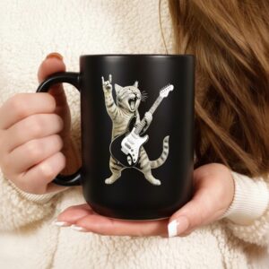 Funny Cat Playing Guitar Rock and Roll_Ceramic Mug