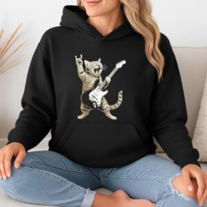 Funny Cat Playing Guitar Rock and Roll_Hoodie