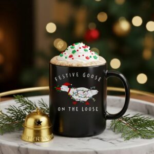Goose silly Santa hat festive goose on the loose Christmas_Ceramic Mug