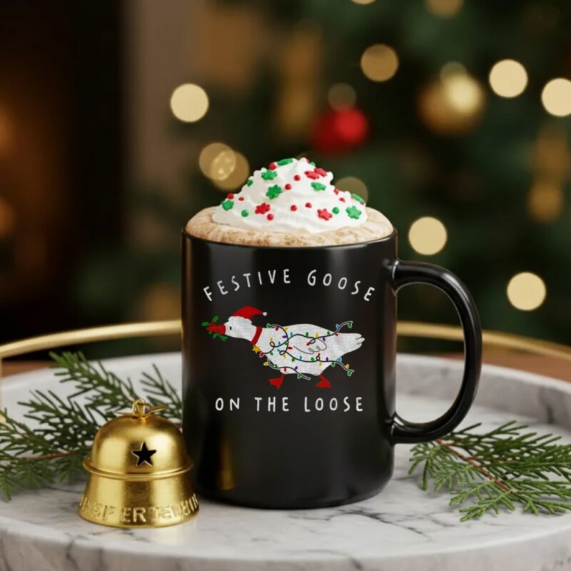 Goose silly Santa hat festive goose on the loose Christmas_Ceramic Mug