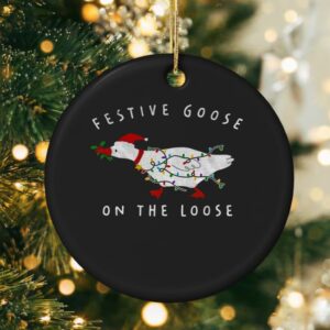 Goose silly Santa hat festive goose on the loose Christmas_Ornaments
