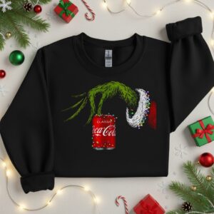 Grinch and Coca-Cola Christmas lights Merry Christmas_Crewneck Sweatshirt