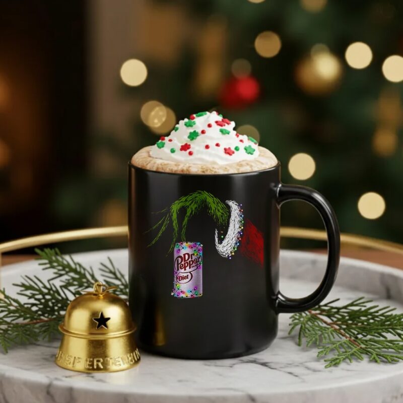 Grinch and Dr Pepper parody Christmas lights Merry Christmas_Ceramic Mug